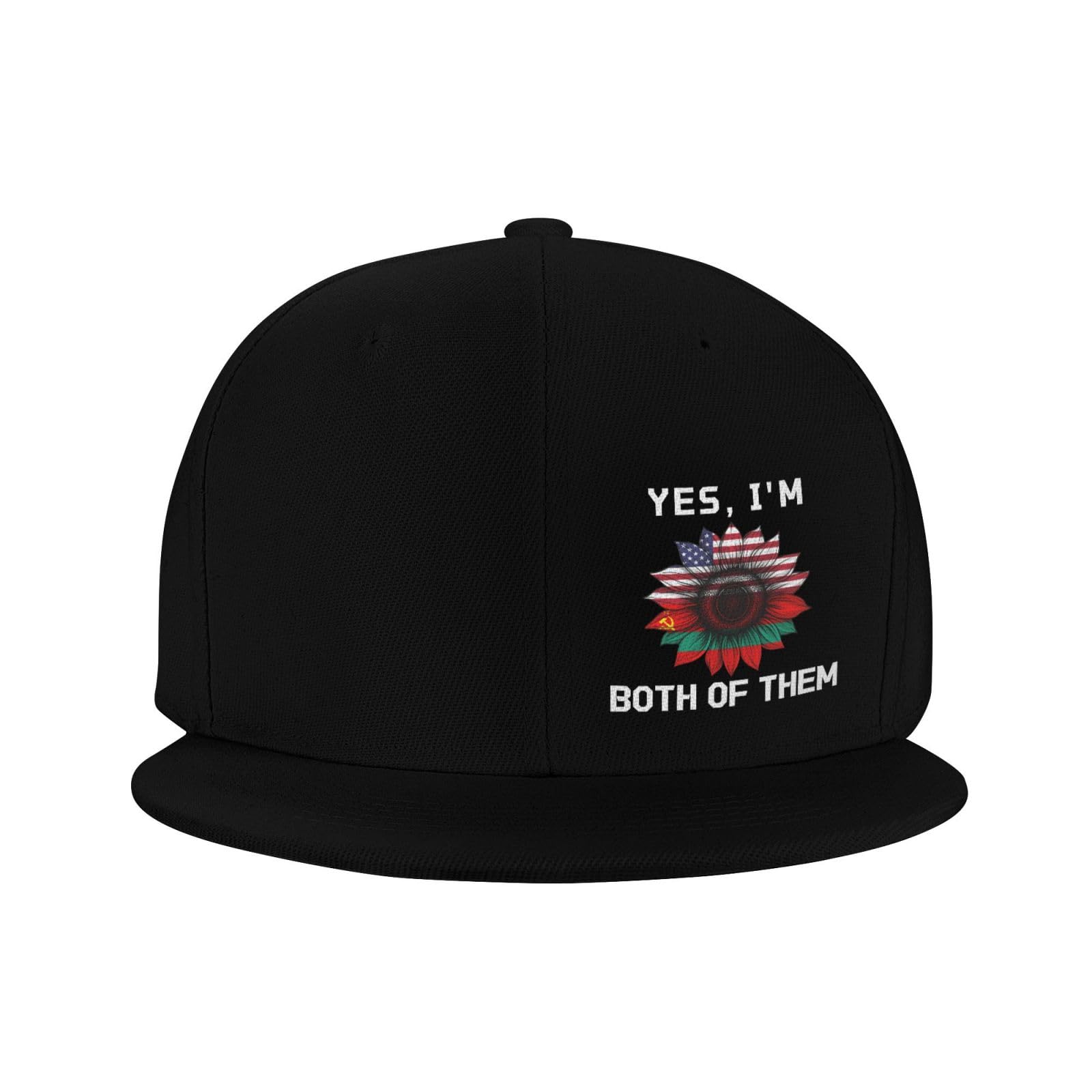 Yoladsume Yes, I'm Both of Them Transnistria USA America Flag Adult Adjustable Men and Women Flat Bill Baseball Cap Trucker Useful Black