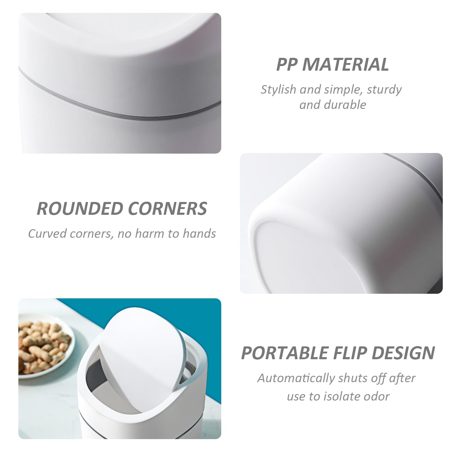 2 Mini Bidoni Della Spazzatura Con Coperchio - Per Camera, Scrivania E Bagno - Blu E Bianco - Foto 3