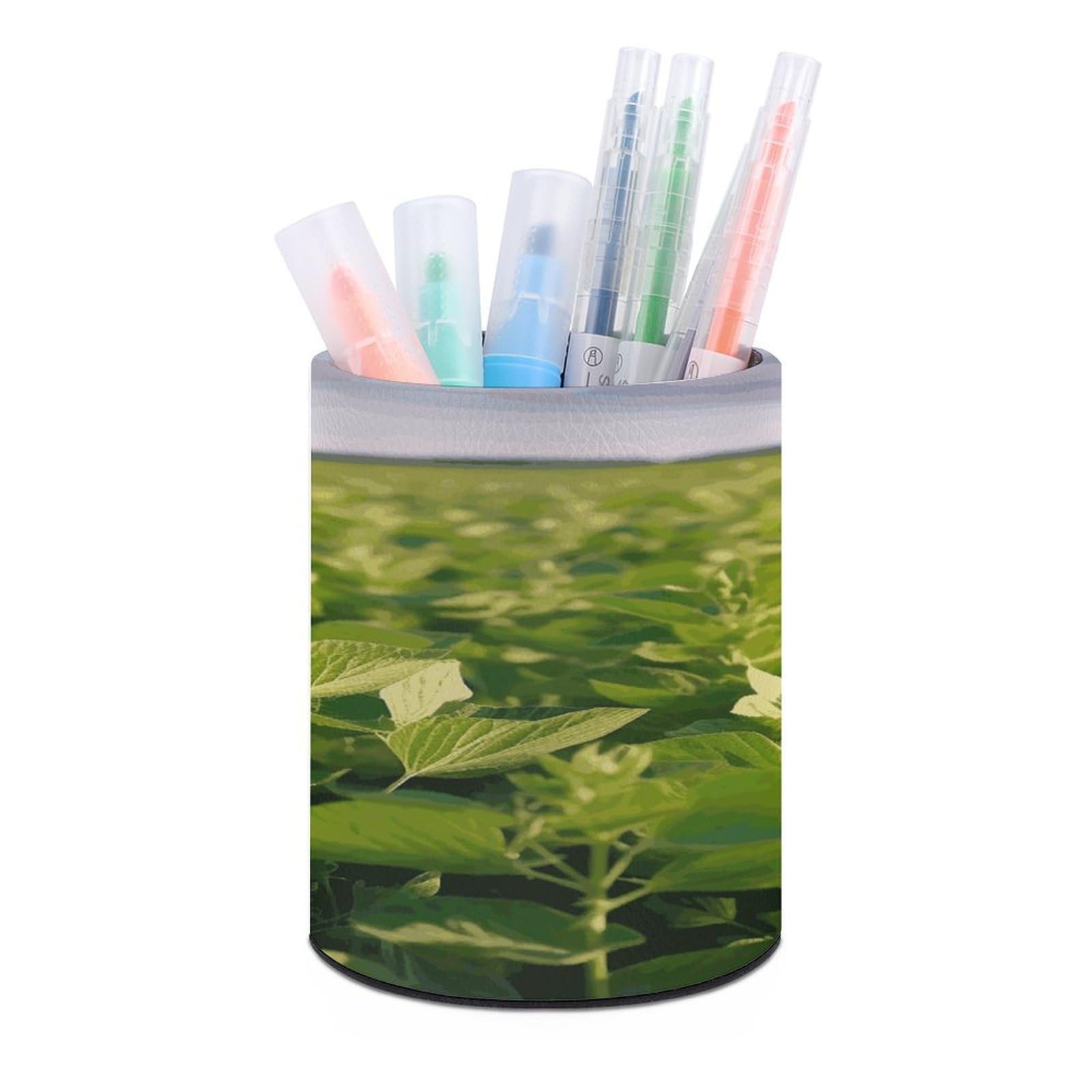 LDGSUPH Soybean Field Round Pen Holder Leather Pen Cup Pencil Cup Pen Organizer Pencil Holder for Desk Organizer Pencil Organizers Makeup Brush Holders for Home Office Gift
