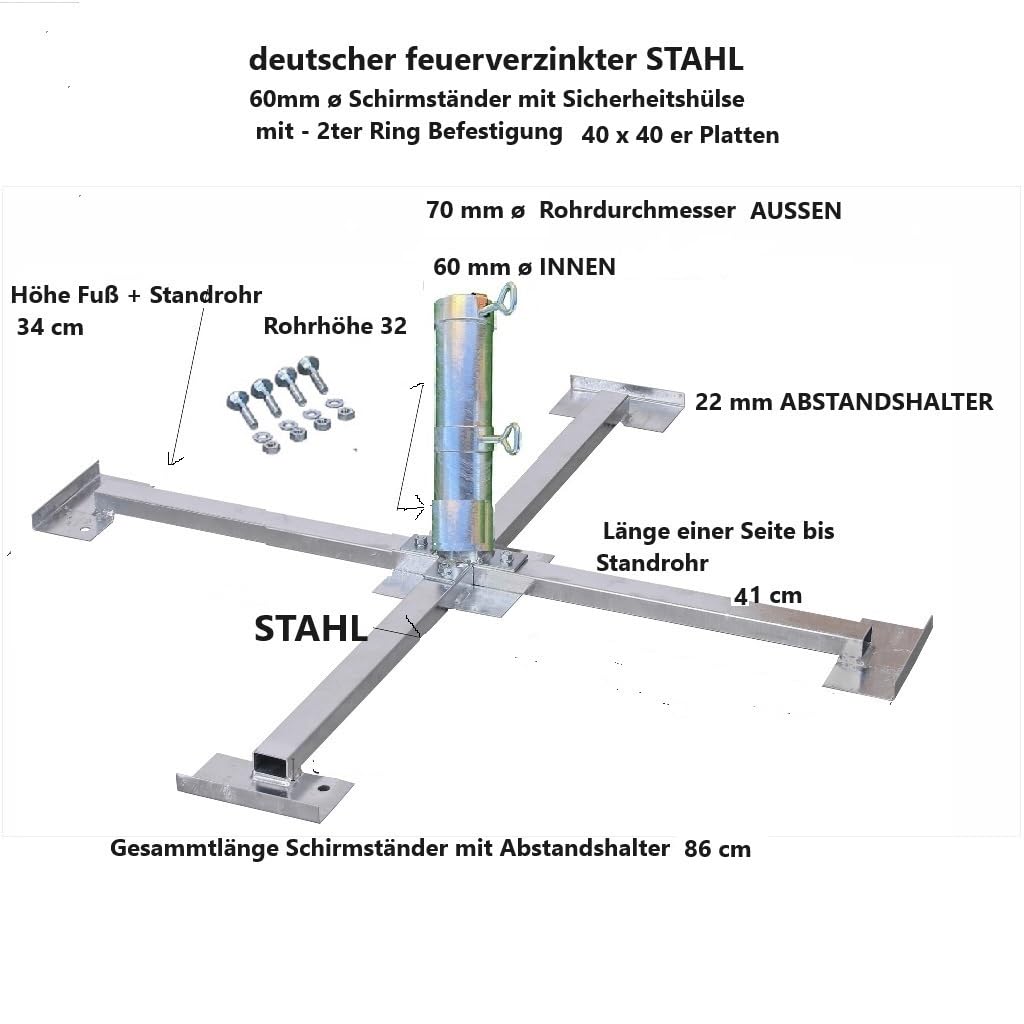 Gastronomie Gross-Schirm STABIELO SICHERHEITS PLATTENSTÄNDER FÜR STÖCKE 60 mm ø und 40 x 40 er Platten