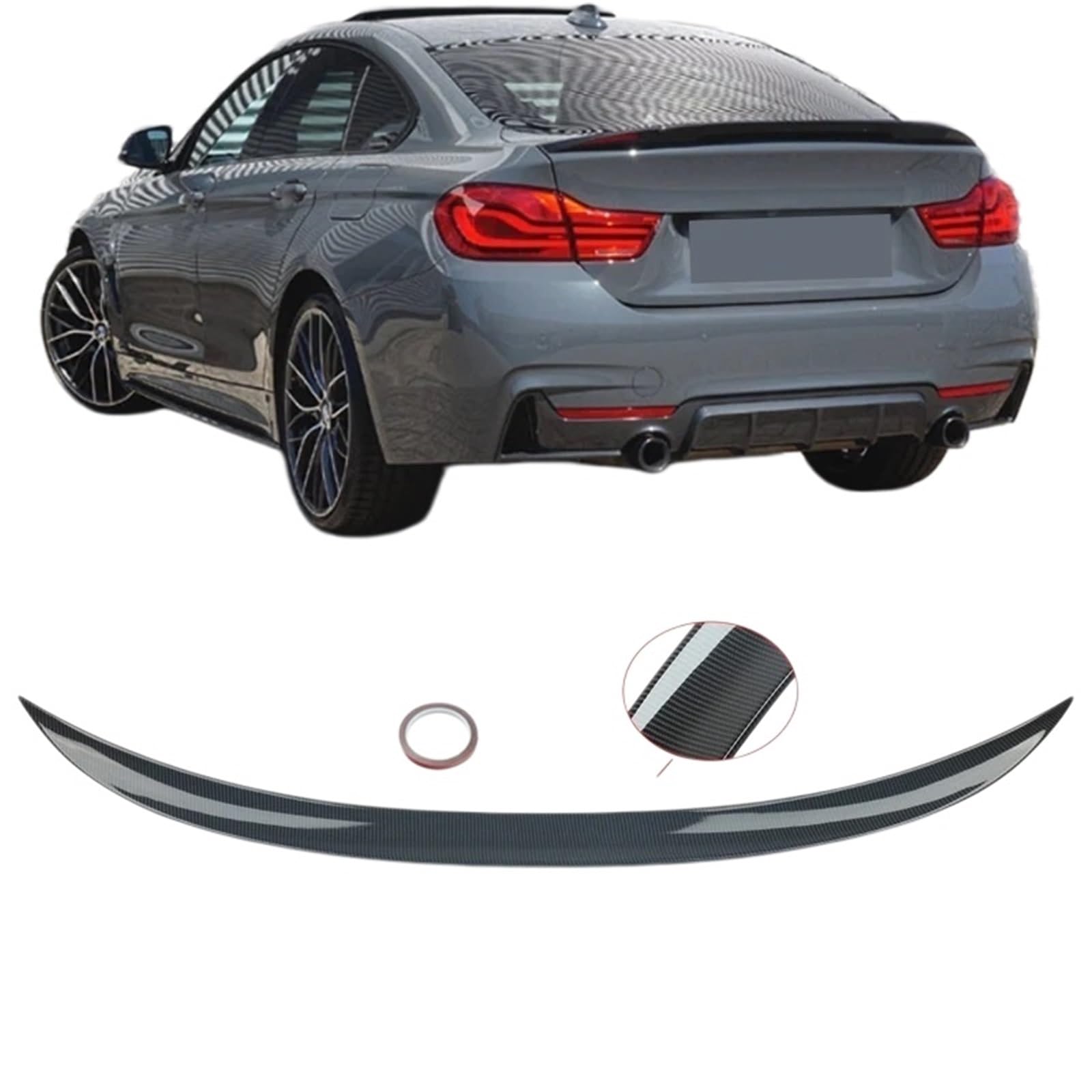 MagicKit kompatybilny z BMW serii 4 F33 cabrio 2013-2020 kompatybilny z tylnym spojlerem M Performance wygląd włókna węglowego tylny spojler tylny(Carbon Look)