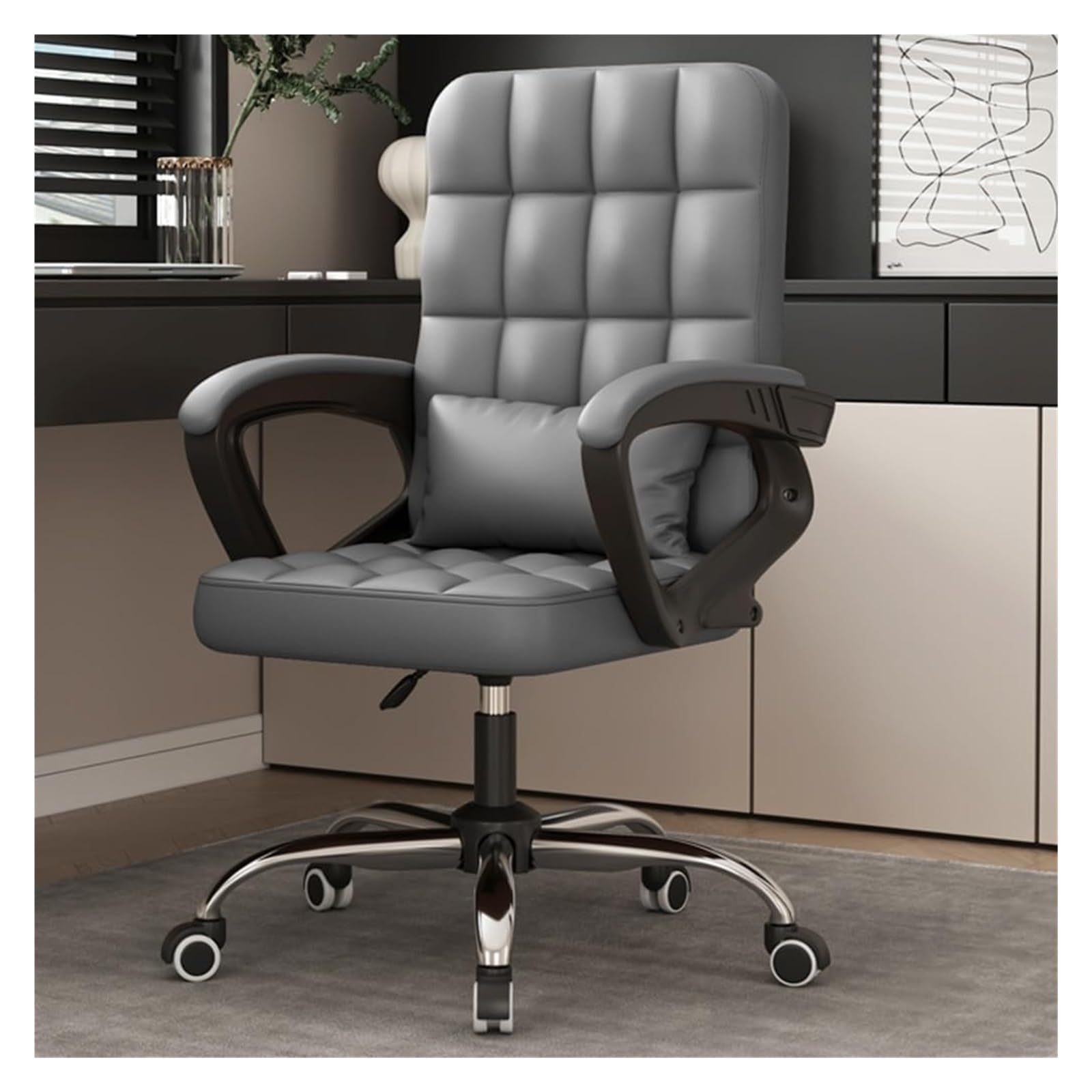 NZPOST Chair Office Chair Ergonomic Desk Chair Adjustable Executive Leather Chair with Armrest High Back Computer Chair Task Chairs with Wheels Swivel Rolling Chair (/Gray Grey Wolf)