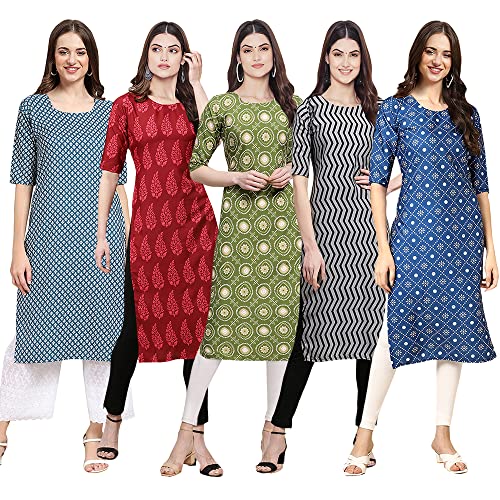 Image of Pinkmint Women's Crepe Digital Print Straight Kurta