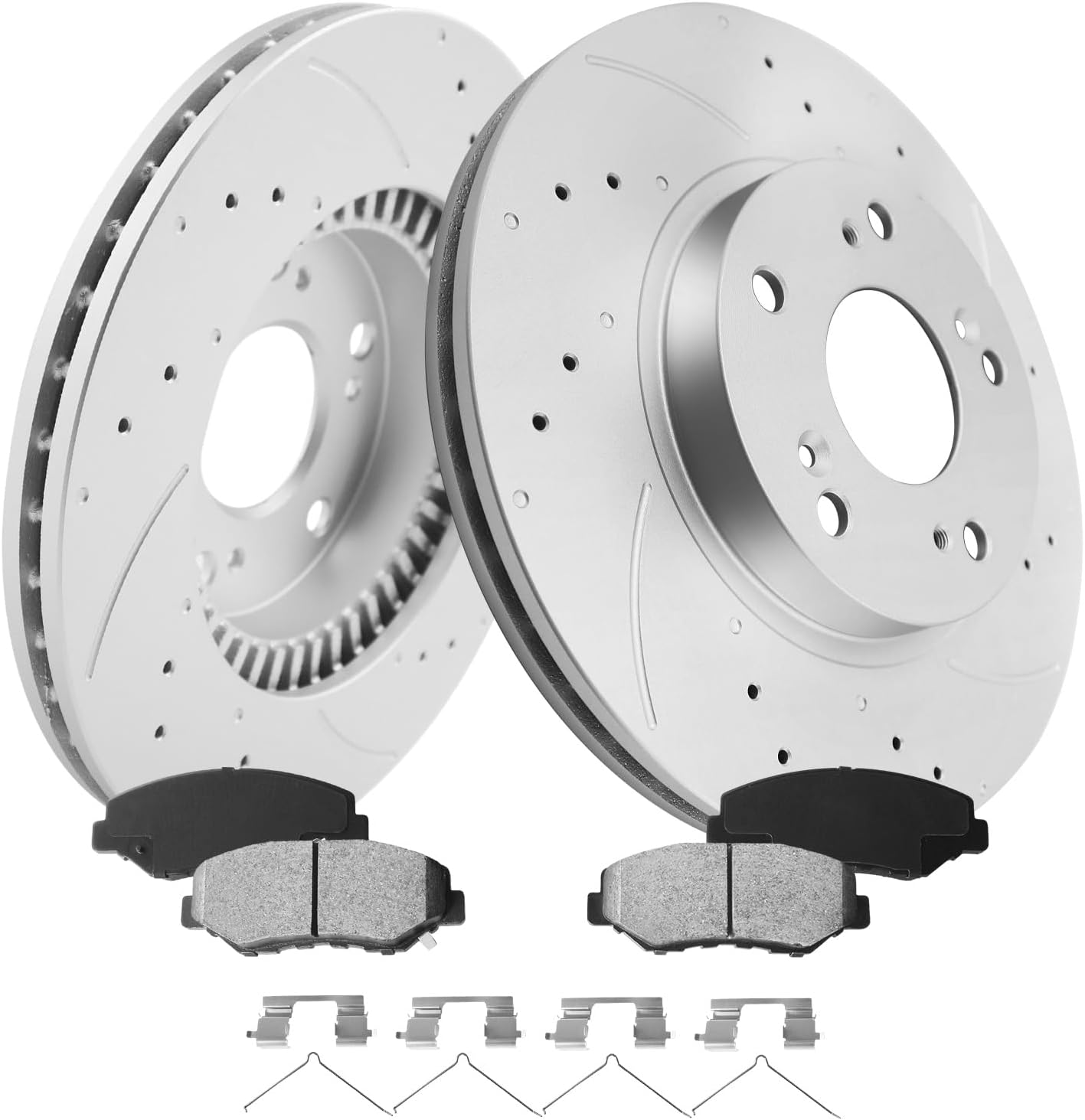MOTOREVO Front Geomet Brake Rotors Kit Compatible with Civic [ 2013-2021, 281.6mm11.1in ] Automotive Replacement Vented Coated Discs and Ceramic Brake Pads 2013 2014 2015 2016 2017 2018 2019 2020 2021