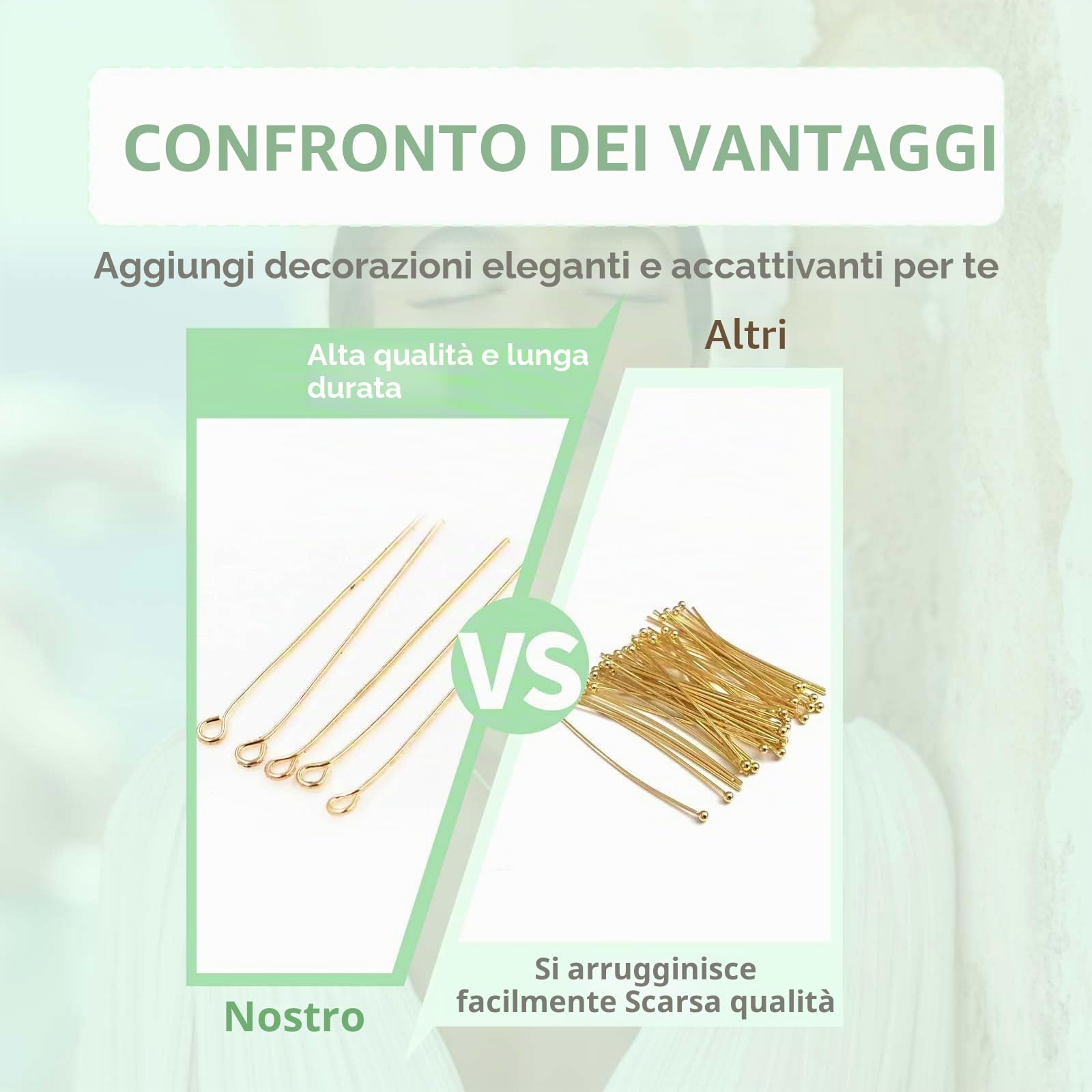 Spilli per la creazione di gioielli, 800 pezzi, argento e oro, 2 stili (piatti e occhielli), 200 pezzi ciascuno, diametro 0,8 cm, lunghezza 5,1 cm, scatola facile da riporre per gioielli fai da te