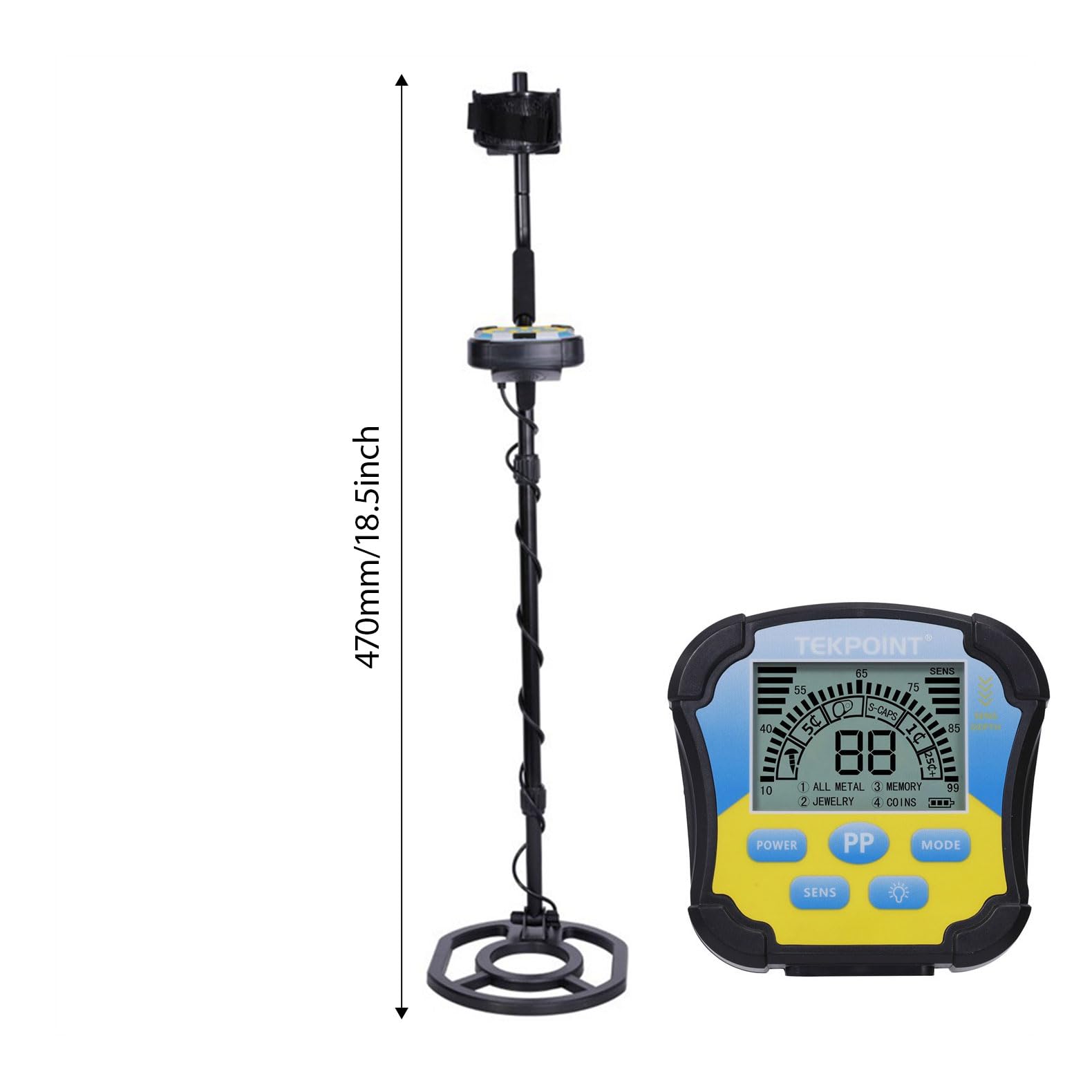Metal detector con indicazione della profondità delle bobine di ricerca da 10 pollici e più avvisi sonori per un rilevamento accurato Metal Detector con display LCD