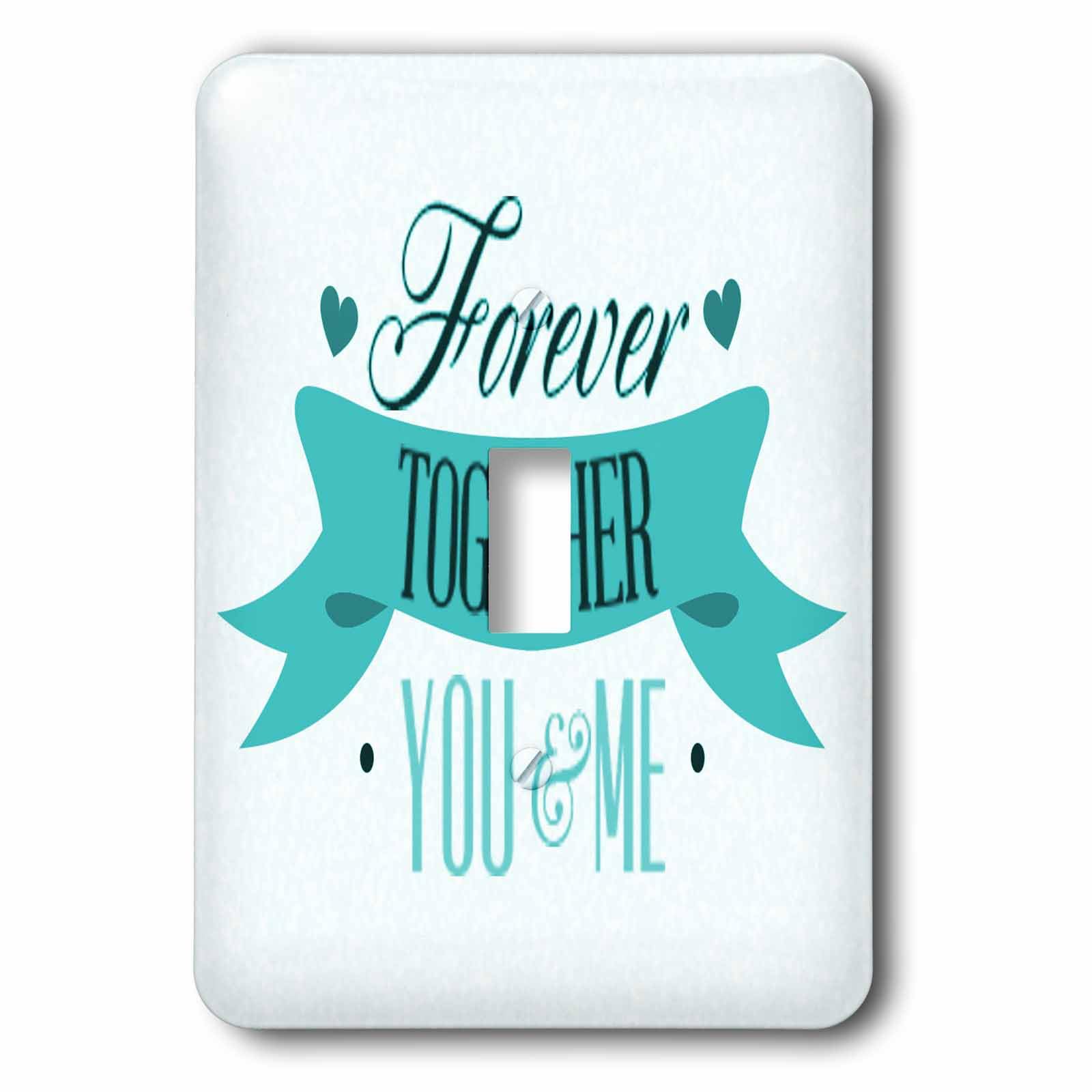Interrupteur à bascule unique Turquoise 3dRose Forever Together You And Me