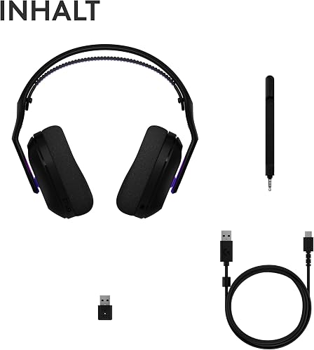 Logitech G G522 LIGHTSPEED casque gaming sans fil, LIGHTSYNC RVB, micro bande passante complète et audio synchronisé avancé, triple connectivité - LIGHTSPEED, Bluetooth, USB-A vers USB-C pour PC -Noir - 9