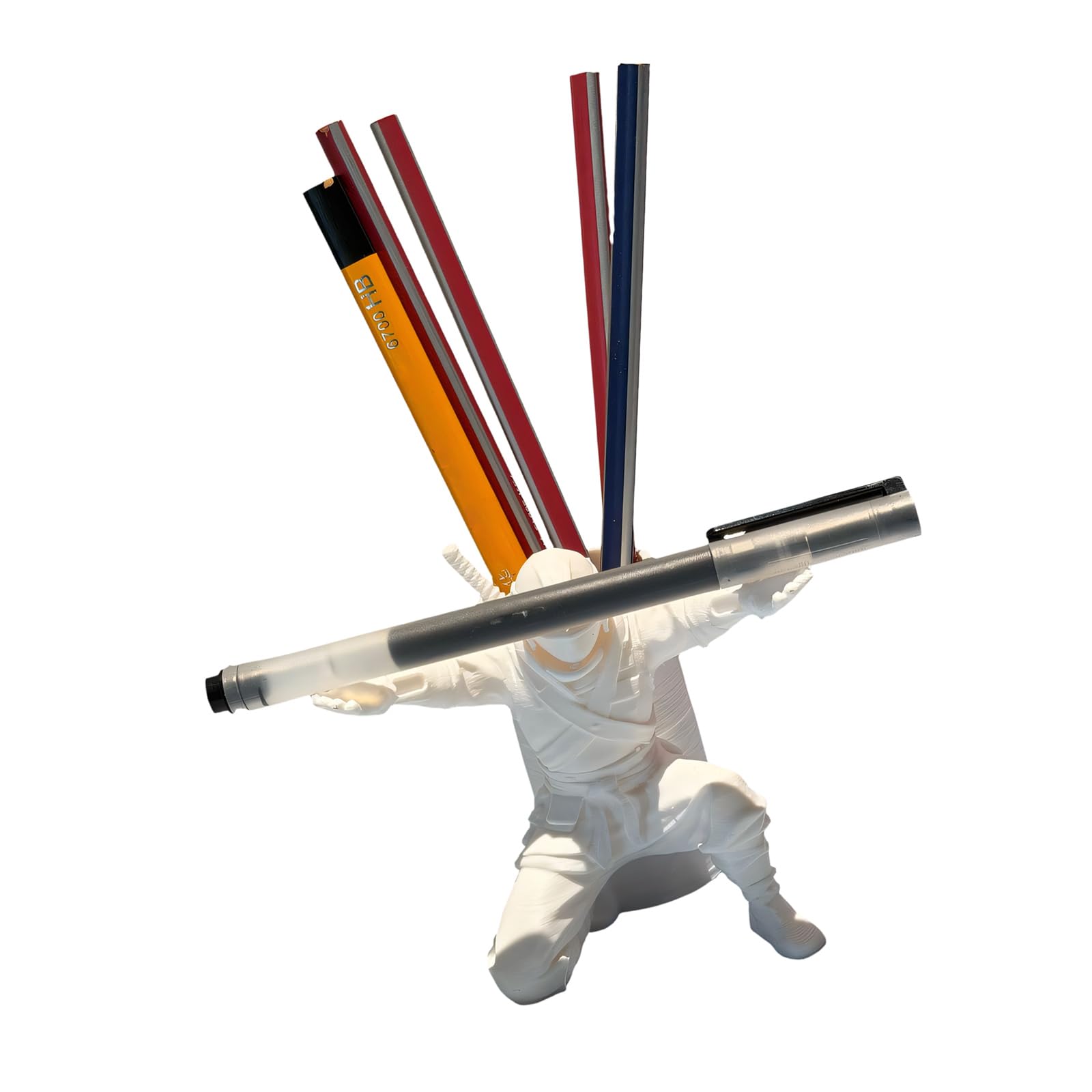 pumpumlia 3D Printed Soldier Pen Organiser Desktop Display Stand for Holding Pens Pencils Eyeglasses Phone 10X13X7.8CM Creative Desk Storage