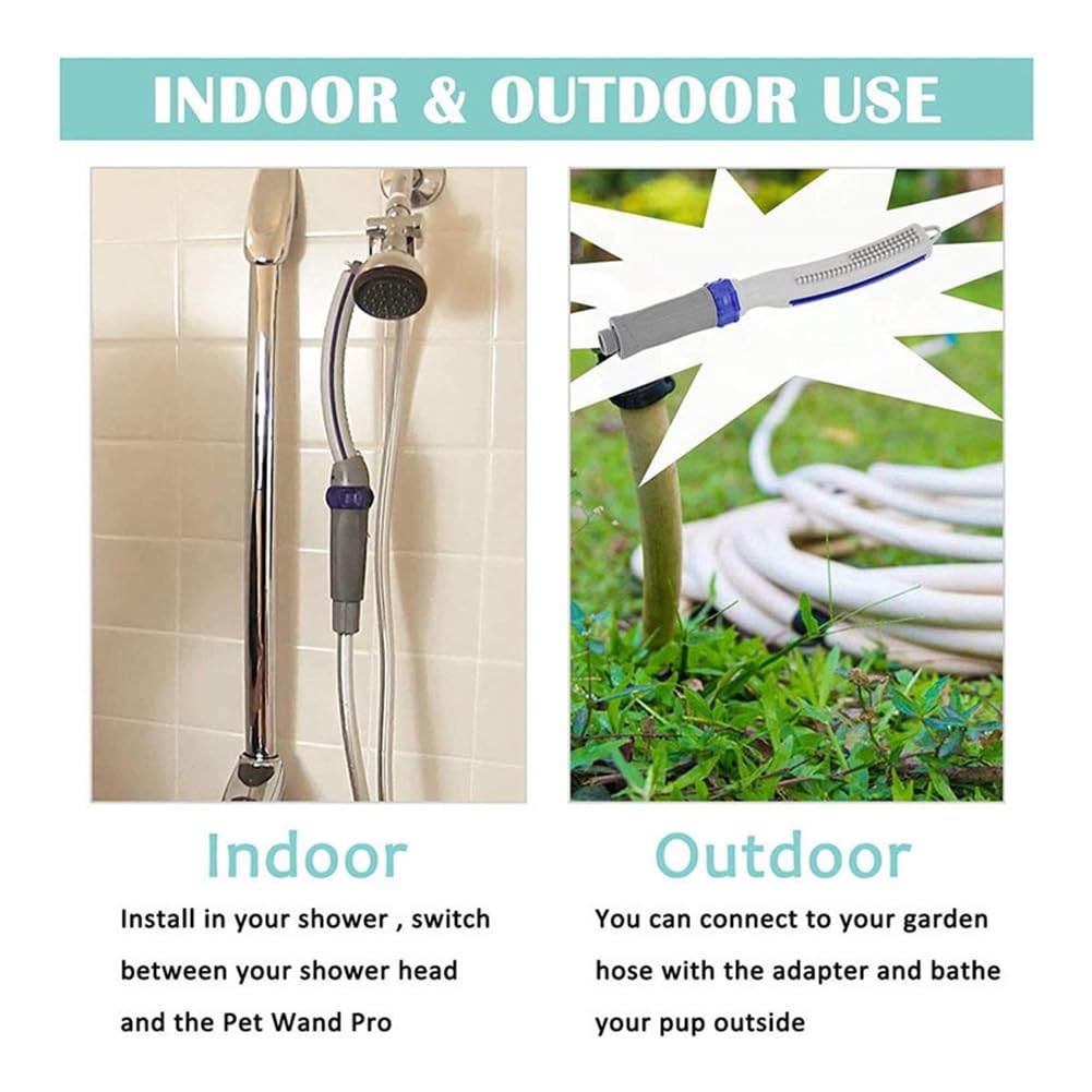 Cabezal Ducha para Perros, Accesorio Ducha para Mascotas, Rociador Baño para Mascotas, Rociador Lavado para Perros para Interiores y Exteriores, Incluye Manguera Flexible 8 Pies