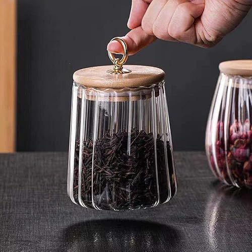 Miniatura 7 de Tarros de vidrio herméticos con tapa de bambú, mango de metal, pequeños frascos de vidrio para alimentos y recipientes para café, té, especias, 2