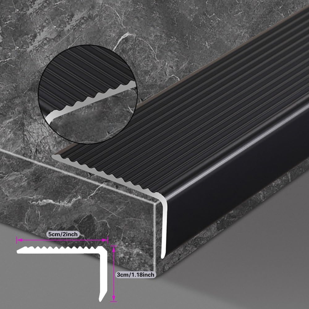 Protector De Borde De Escalera, Perfil De Aluminio Antideslizante Cantonera Protector De Borde Forma De L para Escaleras De Madera Metal Y Baldosas(Rose Gold,3pc-130cm/51in)