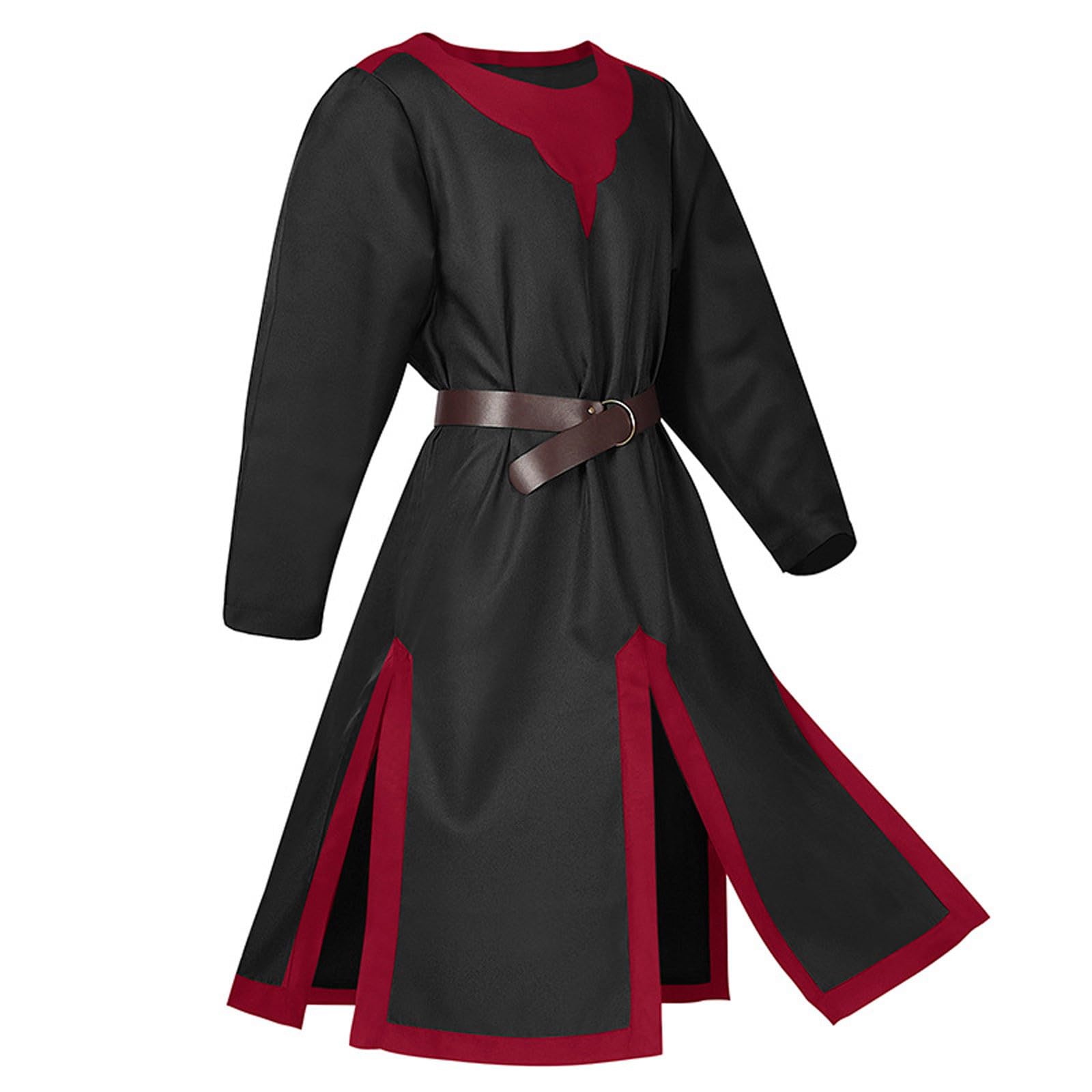 Mens Medieval Costume Halloween Renaissance Tunic Mercenary Viking Knight Pirate Vintage Warrior Shirts with Belt