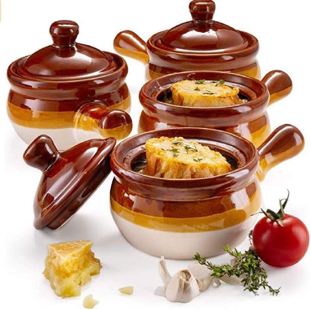Gibson French Onion Soup Crock Bowls with Handles, 15 Ounce - Set of 4