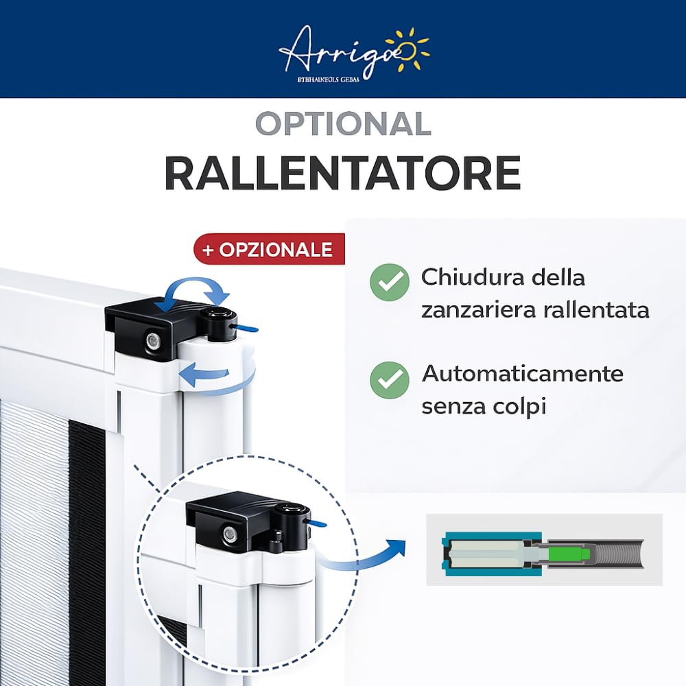 Zanzariera Laterale su Misura con Richiamo a Molla e Chiusura Magnetica | Guida Calpestabile | Rete in fibra di vetro | Struttura in Alluminio Vari Colori