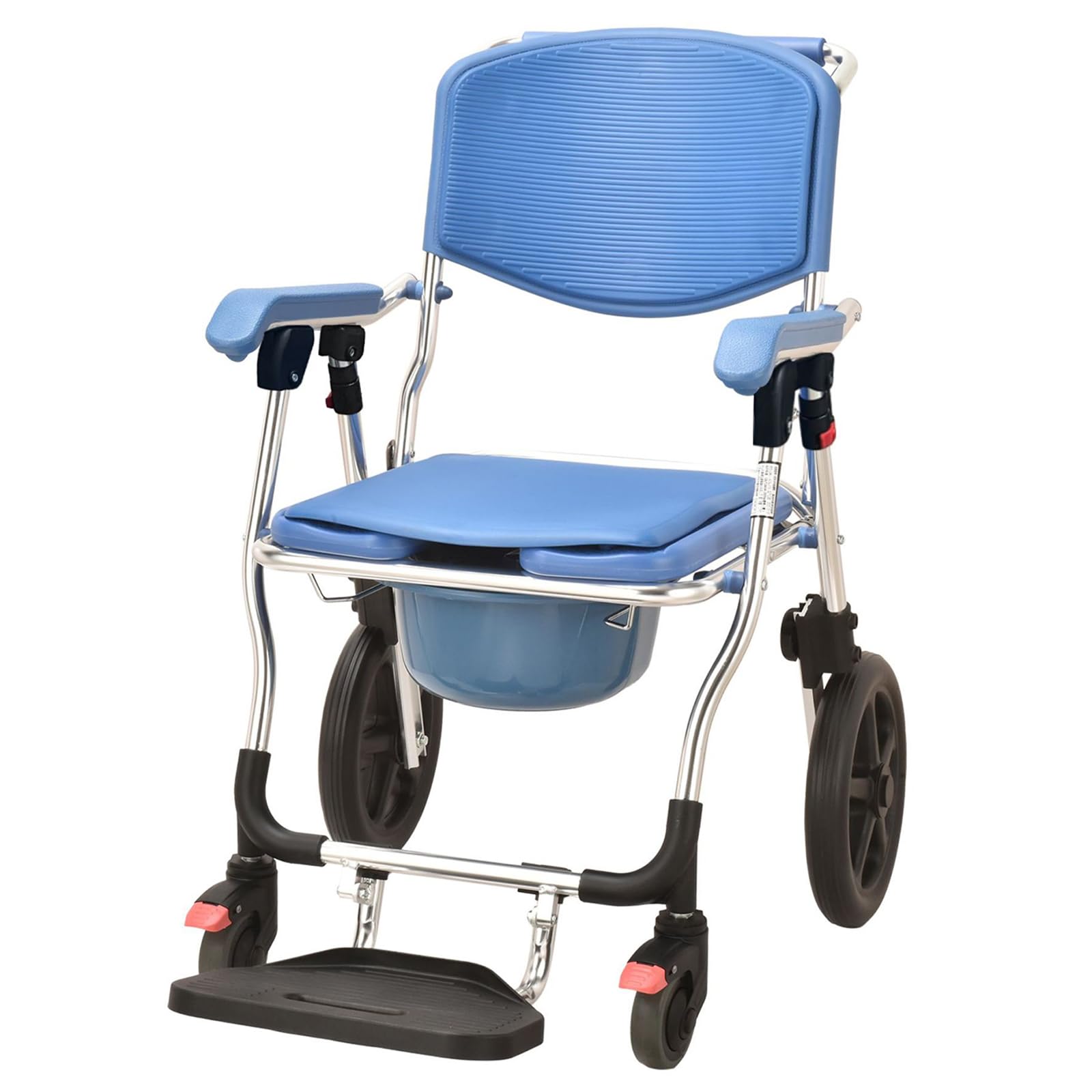 BHGFYXBS Portable Folding Commode Chair With Wheels For Adults Bedside Or Bathroom Use Built In Toilet For Elderly Handicapped And Pregnant Women,