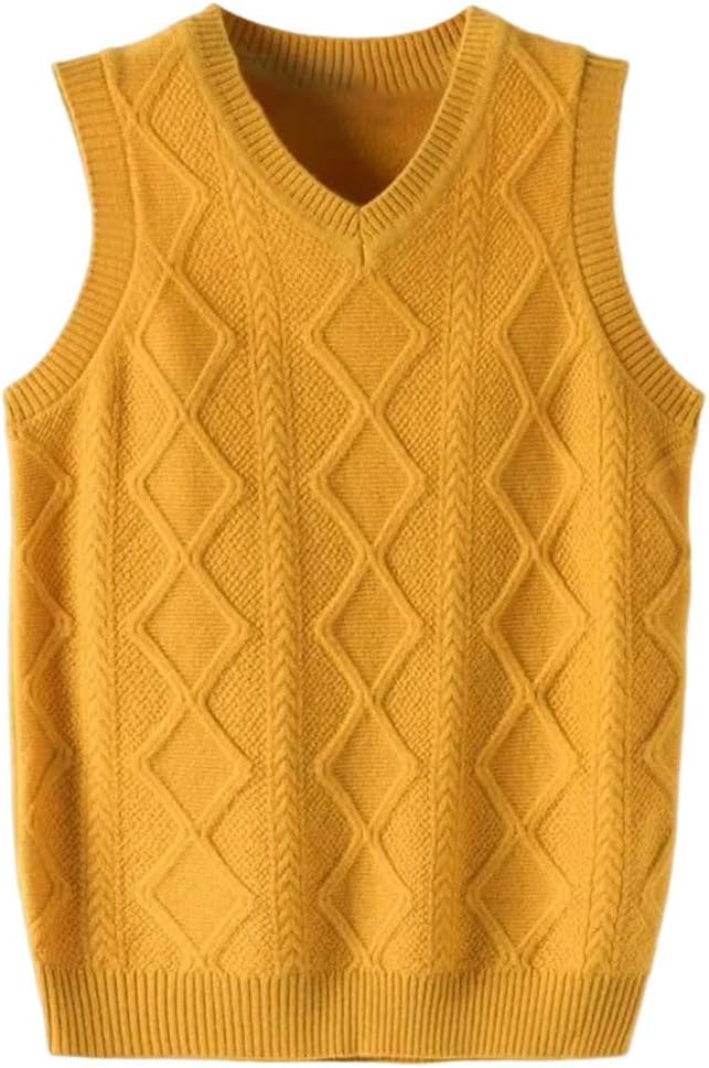 Men's Wool Vest Loose Sleeveless Sweater Sweater V-Neck Vest Waistcoat