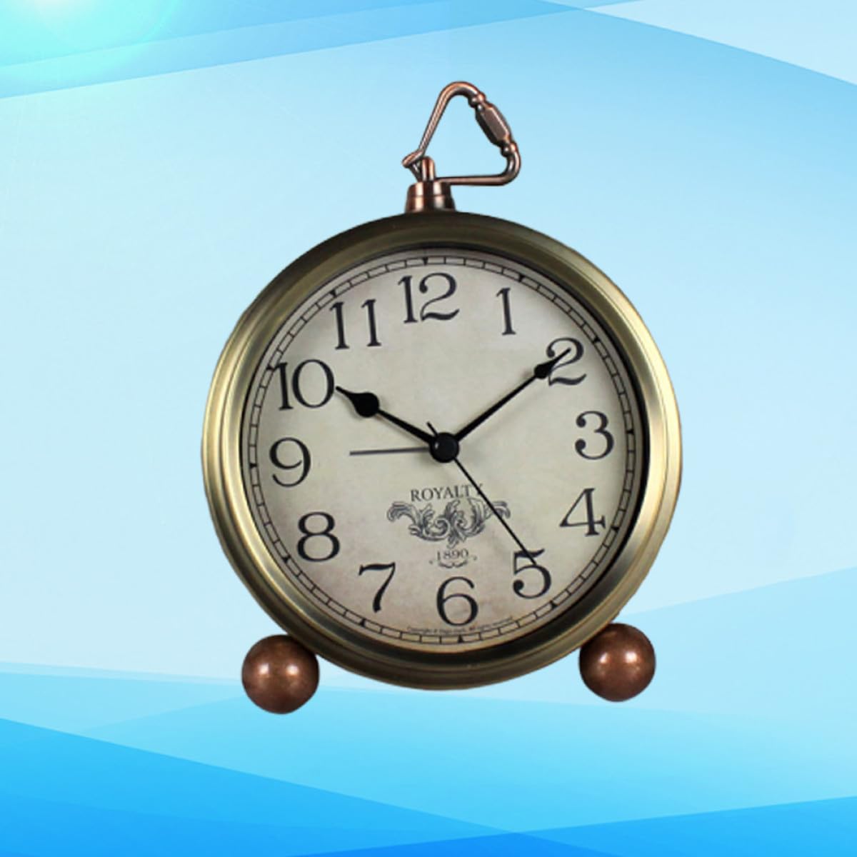 Vintage Retro Tischwecker im Amerikanischen Stil aus Metall und Glas mit Alarmfunktion und Genauer Zeitanzeige ohne Batterie für Zuhause und Büro