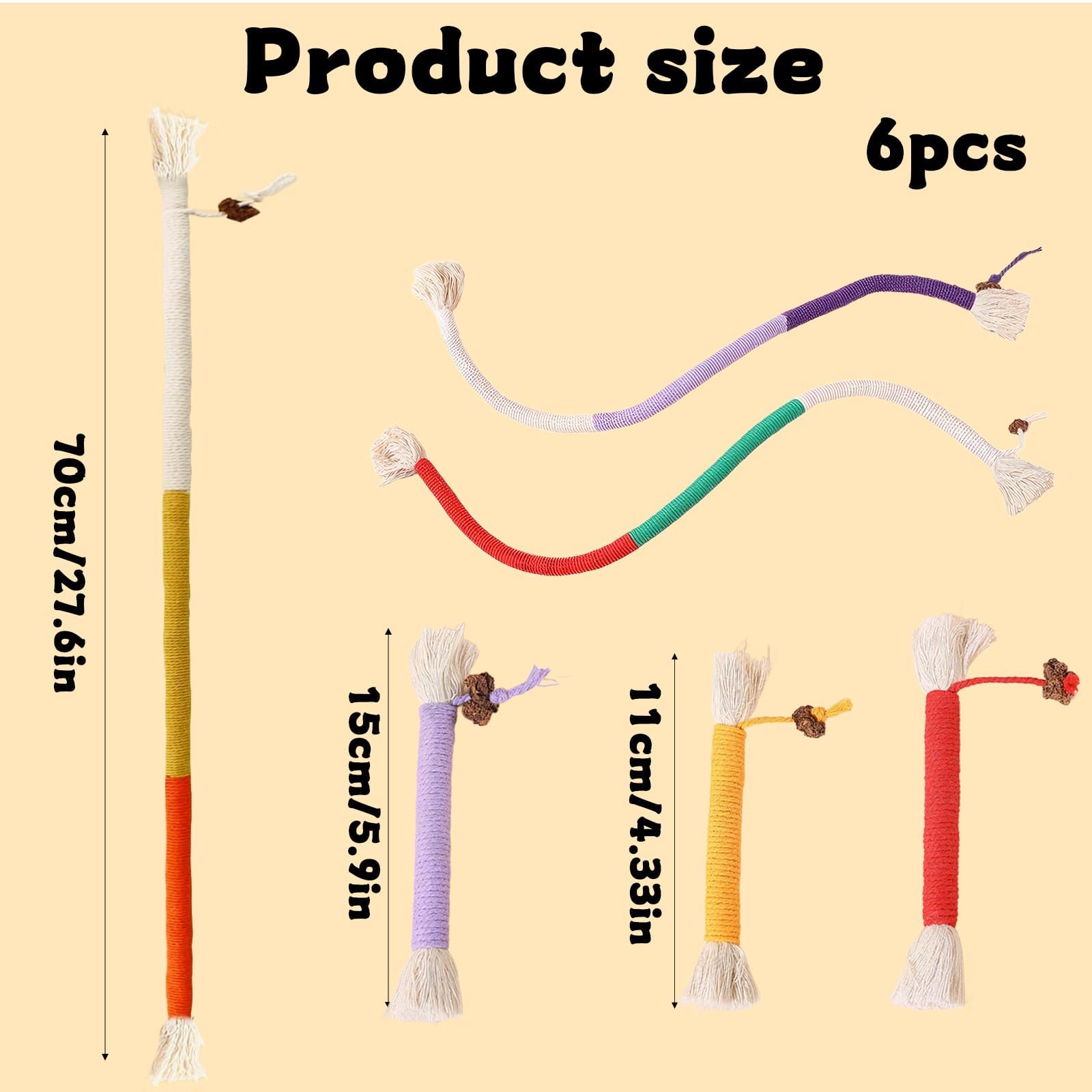 GegXcn 6Pcs Cat Chew Toy, Kitten Teething Toys,Durable Kitten Chew Toys & Soft Cotton Ropes - Image 2