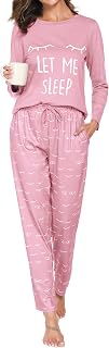 Women's Sleepwear Long Cotton Pajamas Winter Top and Pajama Pants Long Sleeve Loungewear Sleepwear Homewear Cosy Casual Wear