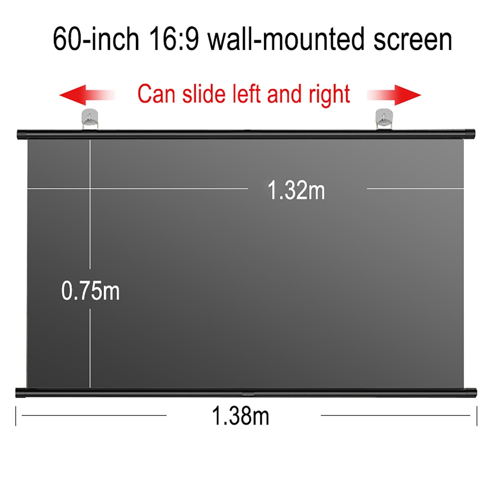 Ekran projektora, ręcznie zwijany naścienny dwustronny, podwójny wzmocnienie HD do oglądania 4K Anti-Light