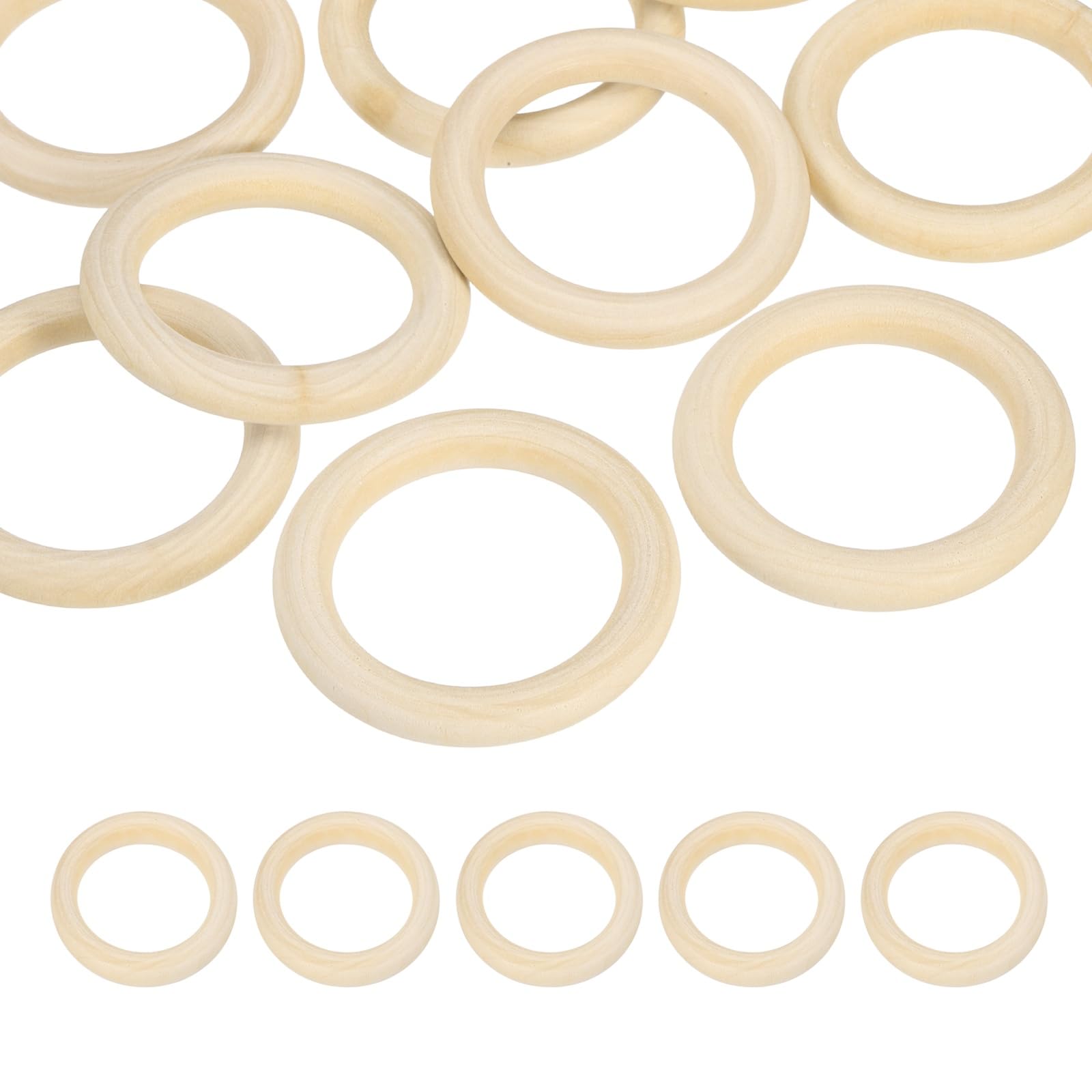 PATIKIL 70mm Natural Wooden Rings, 10 Pack Wood Ring Round Linking Rings Wood Loop Circle for Craft Pendant DIY Jewelry Making Macrame, Natural Color