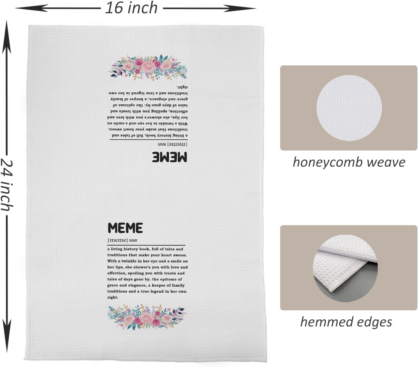 Meme Kitchen Towels 16x24 - Meme Gifts for Grandma, Mothers Day Dish Towels, Grandma Gifts from Grandchildren - Image 5