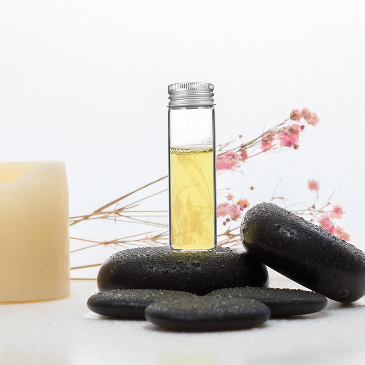jojofuny Glasfläschchen Kleine Transparente Fläschchen 30 Stück 50 Ml mit Schraubverschluss Vielseitig Einsetzbar mit Exzellenter Abdichtung für Ätherische Öle für Hochzeitsgeschenke