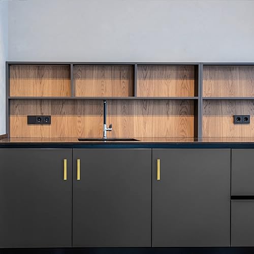 Miniatura 7 de Ravinte Paquete de 10 tiradores dorados de latón brusehed de 4 pulgadas para gabinetes de cocina, herrajes de cocina cuadrados dorados para gabinete