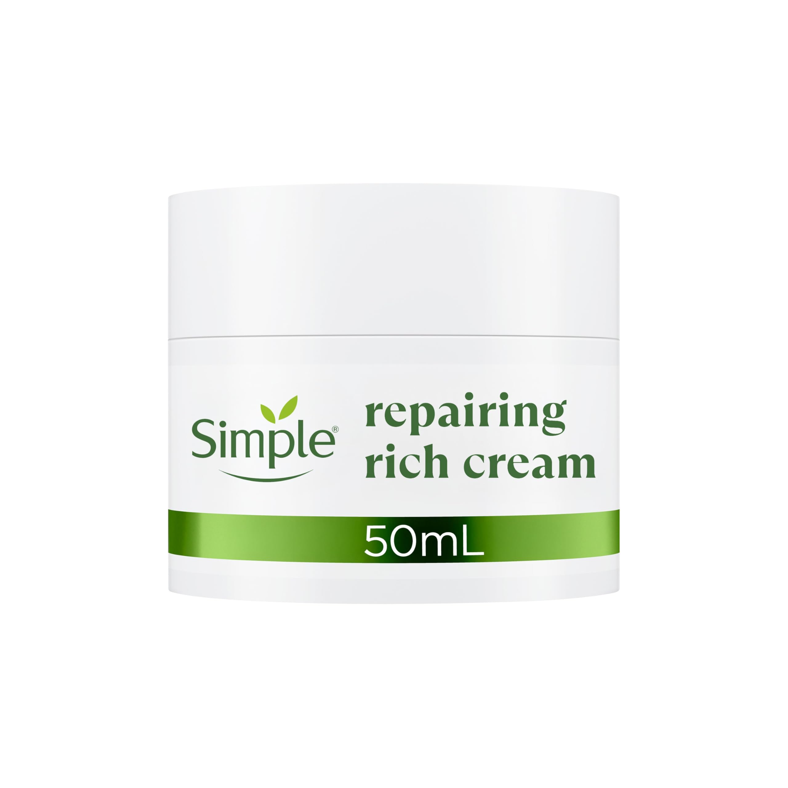 Simple Repairing Rich Face Cream facial moisturiser with 22% ceramide boosters, organic cica and provitamin B5 for a stronger skin barrier repairs and replenishes very dry, sensitive skin 50 ml