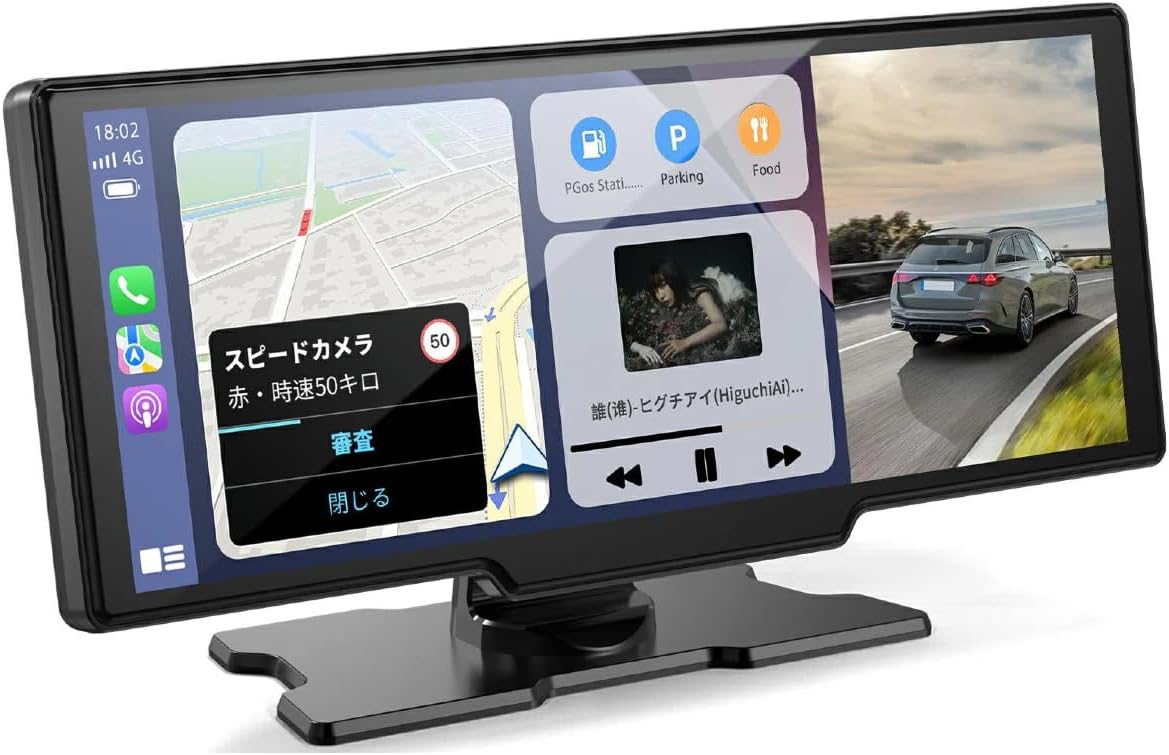 Kuayvan Display Audio 10 Inch Portable Car Audio with 4K Front Camera and 1080P Rear Camera, Compatible with CarPlay & Android Auto, Integrated Navigation Audio, Mirror Link Support, WiFi Bluetooth