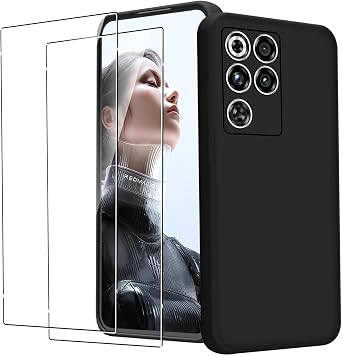 KZIOACSH Case for RedMagic 11 Pro/RedMagic 11 Pro+/11 Pro Plus with 2 Tempered Glass, Flexible Ultra Slim Silky-Soft Touch Matte TPU Anti-Scratch Shockproof Drop Protection Cover Black