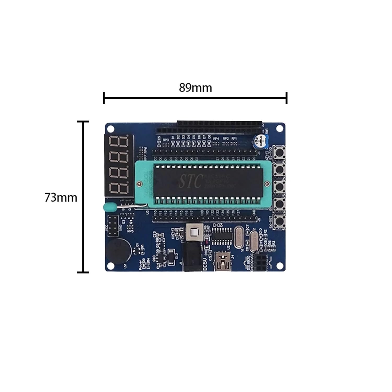QLWAHK 51 MCU Development Board dimensions