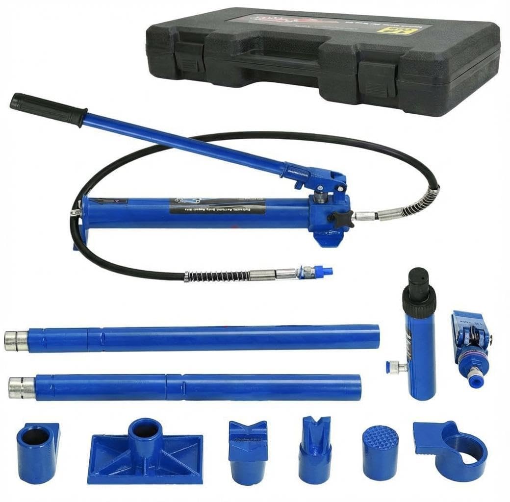 Kit Martinetti Idraulici Porta Power, Per Auto e Industria – Pistone 4T/10T/20T, Con Pompa, Tubo Olio e Custodia Di Stoccaggio Sicura – Per Garage, Fattoria, Uso Intensivo