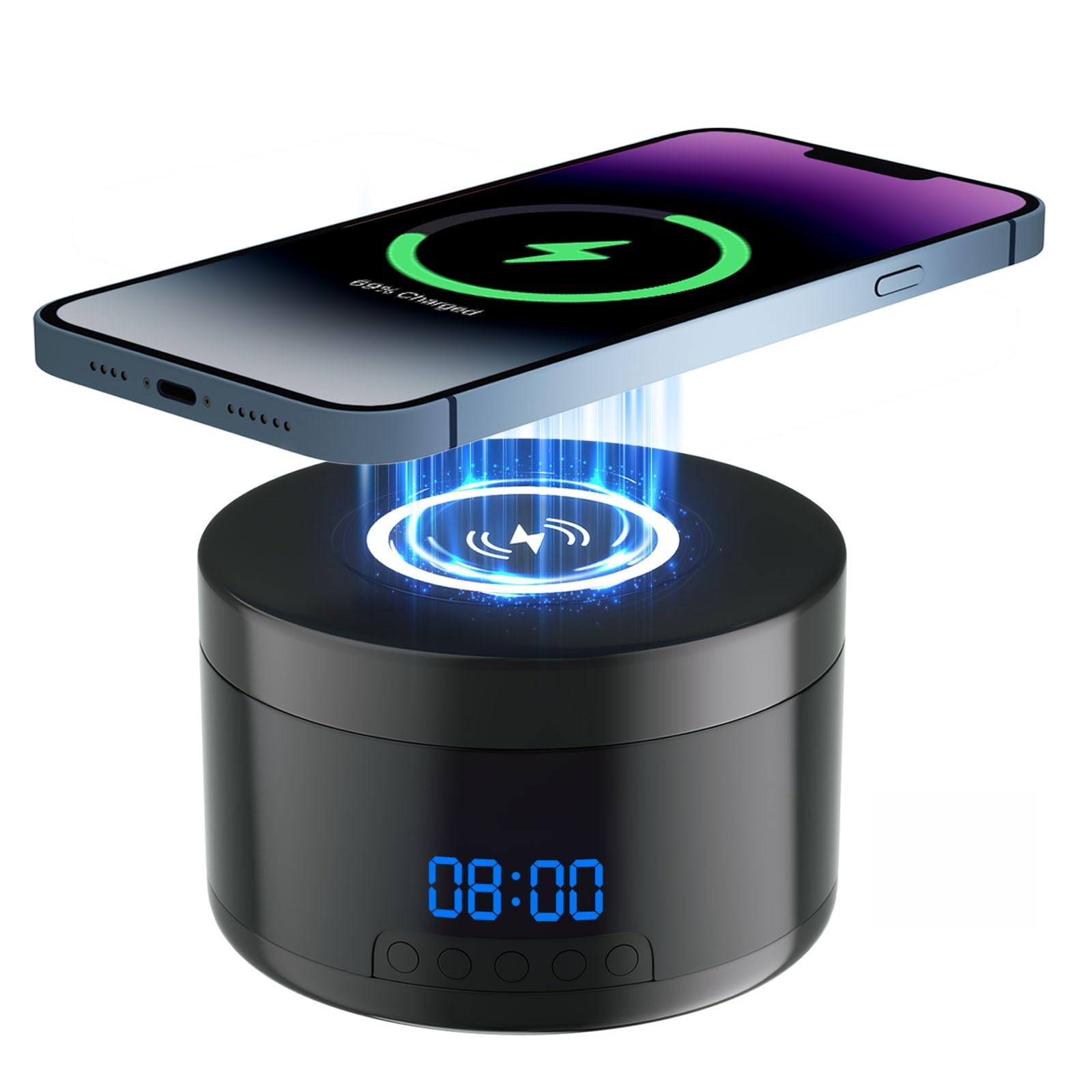 Photo 1 of [WILL TURN ON AND CHARGE] [CAMERA DOESN'T WORK] Lemolf Security Camera Motion Activated with Wireless Charging, Dome Cams with Motion Detection, Night Vision, Local & Cloud Storage, Hd 1080P, Indoor Camera with Clock (Black)