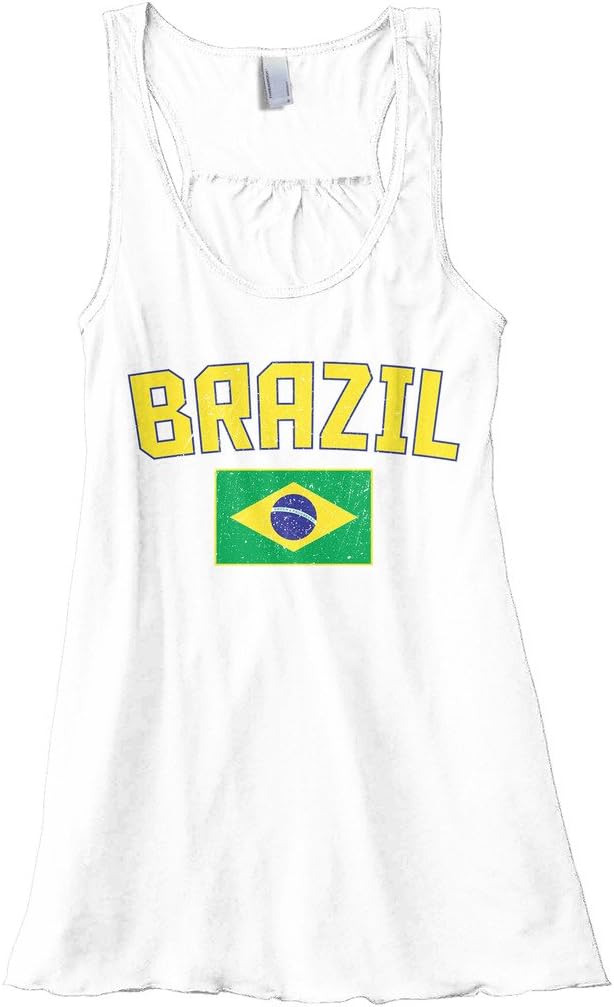 Threadrock Women's Brazil Flag Flowy Racerback Tank Top