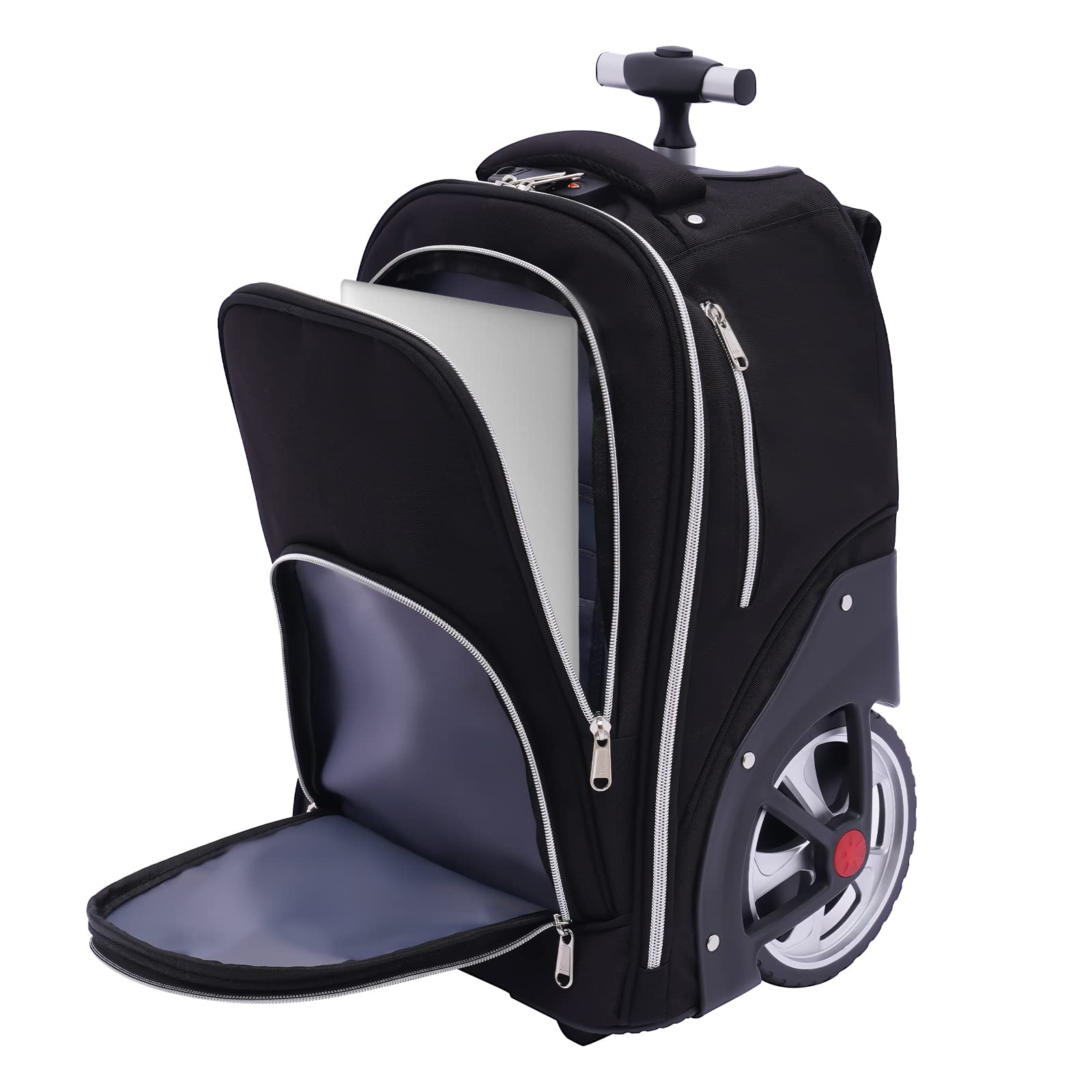 Trolley Mochila, Mochila de Viaje con Ruedas 45L Maleta Mochila Mochila Escolar Equipaje de Mano Bolsa para Laptop Maletín, para Viajes Cortos, Viajes de Negocios, Escuela, etc, 33 * 25