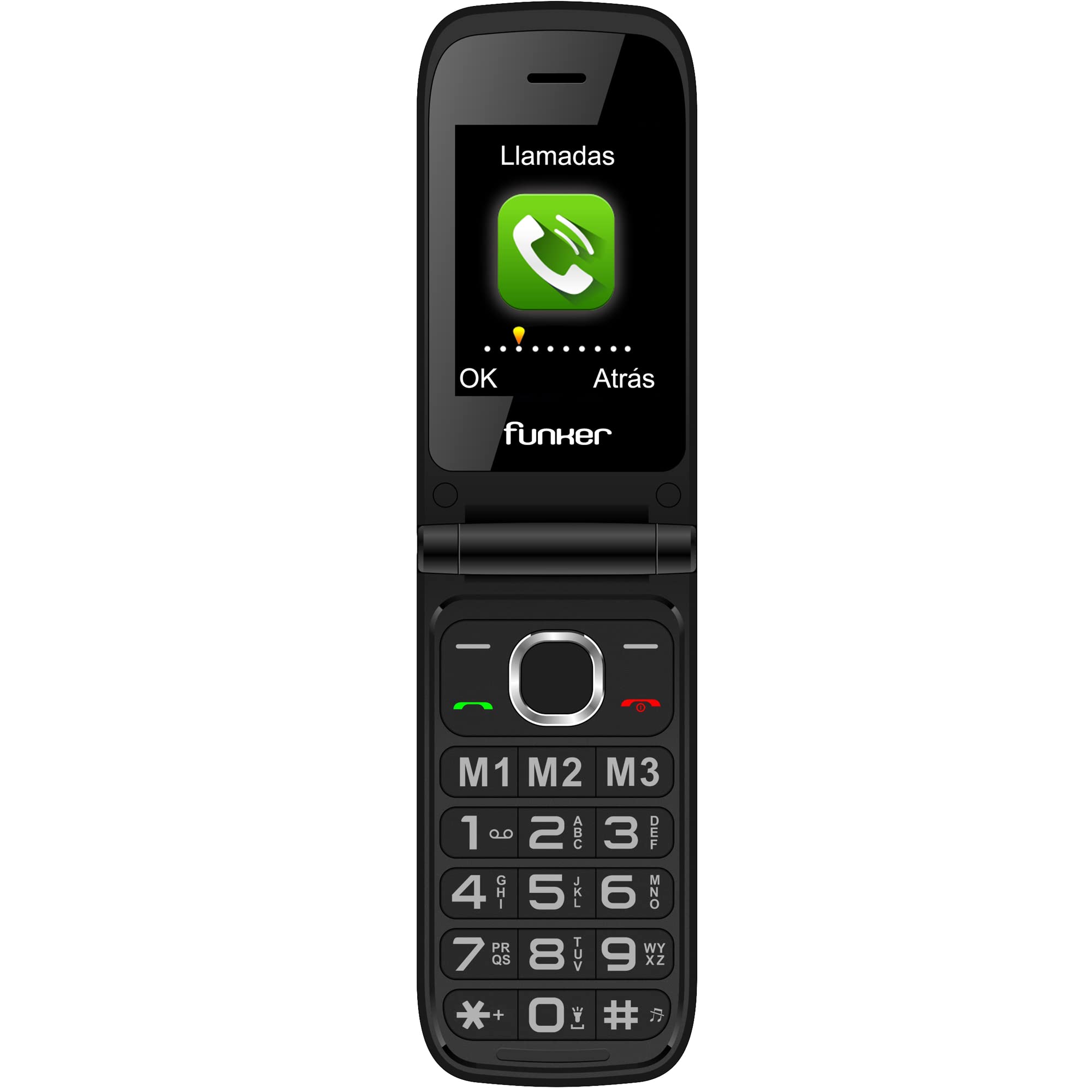 Funker C200 Comfort 4G - Teléfono móvil 4G Volte de Tapa para Mayores, Botones y Teclas Grandes, fácil de Usar, botón SOS, USB-C, 3 memorias directas, 2000 contactos, Bateria 1000mAH, Negro
