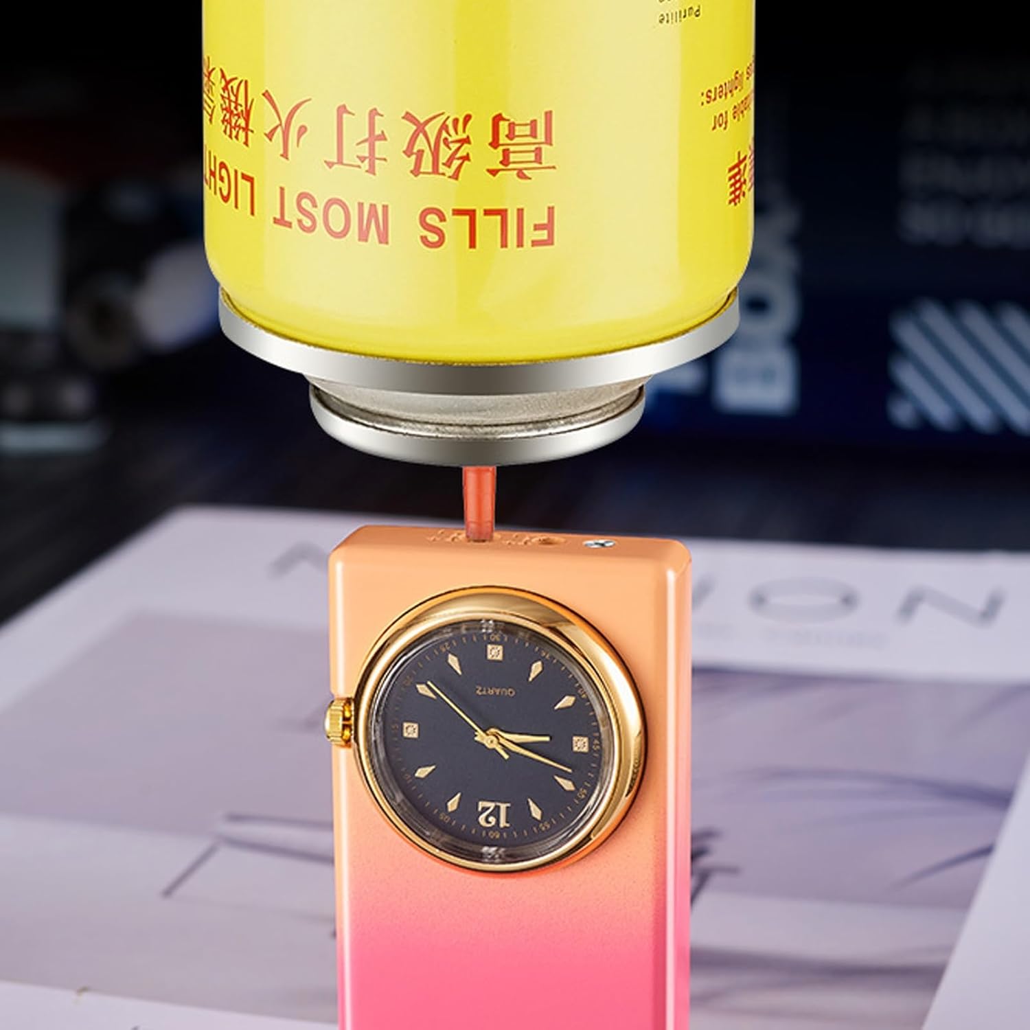 マットデュアルフレームライター、LED点滅ブルーライト付きクォーツダイヤル - 調整可能な炎サイズ デザイン (Color : Gr