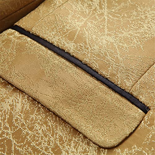 Männer Business Casual Slim Anzug 2 Stück Sets Blumen Bedruckt Smoking Hochzeit formelle Kleidung Blazer Blumenmantel (Farbe: A, Größe: L-Code) – Bild 4