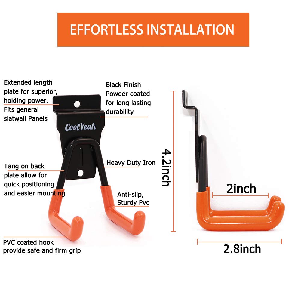 Best Cyber Deals 🔥 CoolYeah Slatwall Hooks Heavy Duty, Garage Storage Utility Double Hooks for Organizing Power Tools,Small U Hooks (Pack of 6, 2 × 2.8 × 4.2 inches)