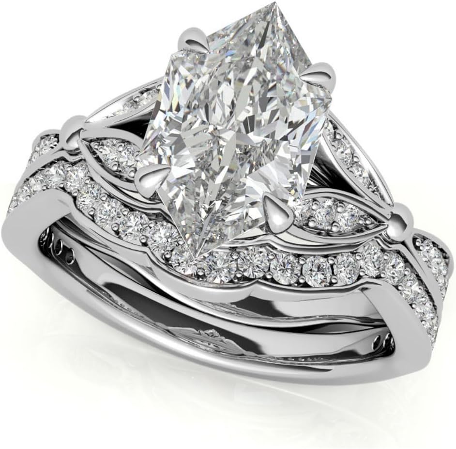 3 CT Dutch Marquise Cut Moissanite Wedding Ring Set for Women | Solitaire Antique Engagement Bridal Ring | Handmade Diamond Jewelry | Anniversary Ring for Her/Gifts