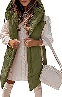 Vista 1 de Danedvi Chaleco de invierno con capucha para mujer, con cremallera lateral, casual, sin mangas, abrigo largo