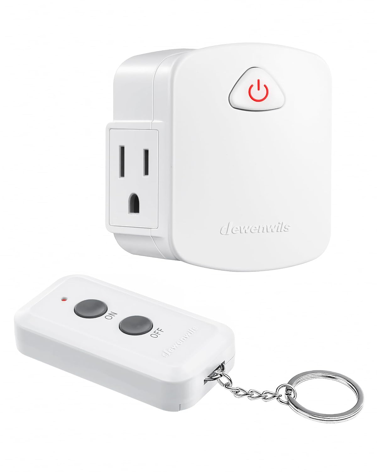 DEWENWILS Remote Control Outlet, Upgraded Version Wireless Remote Light Switch for Lamp, Household Appliances, 15A/1875W, 100 FT Long Range, Compact Side Plug, ETL Listed, White