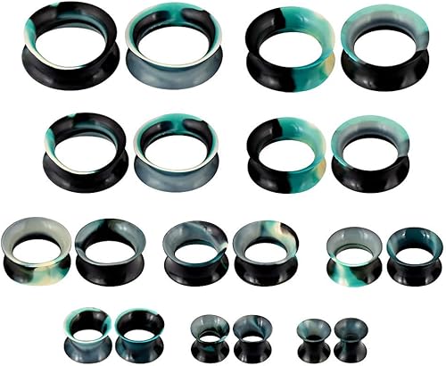 JOYTOYOU Juego de dilatadores de dilatadores de oreja de silicona de camuflaje, 20 unidades, 0.07 oz a 1 pulgada, 0.236-0.984 in