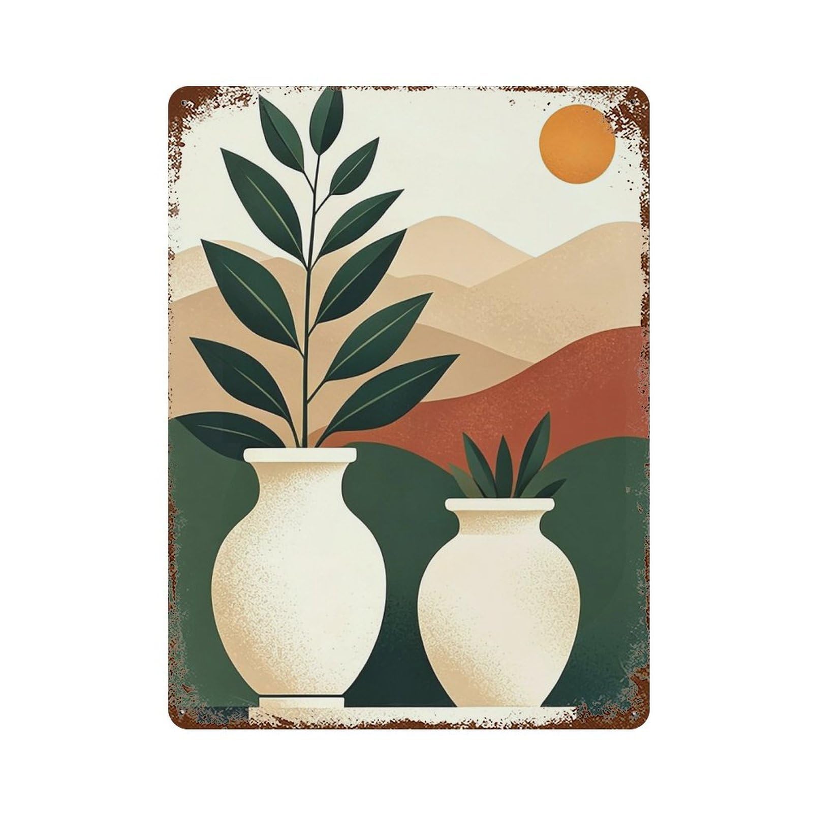 WUJHGRSG Minimal Bohemian Abstract Hues 03 Wall Art Retro Iron Vintage Metal Tin Sign Poster Modern Decor for Home Cofffee Club Bar Shop Style 40x30cm