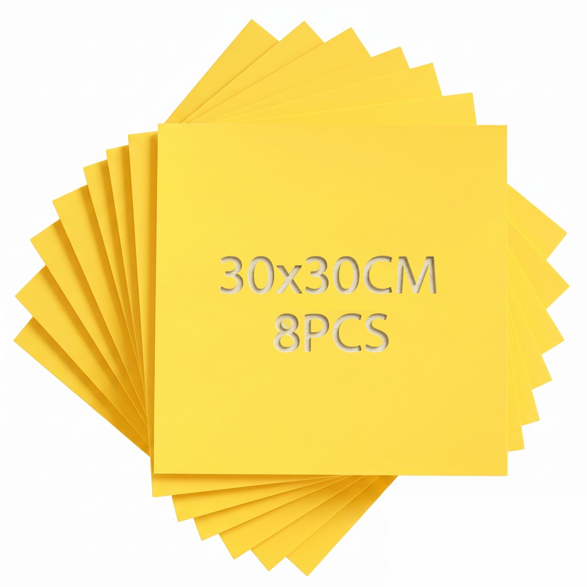 SCULPFUN 8Pcs Yellow Plywood Sheets 300x300x3mm Coloured Basswood Board Paint-Free Craft Wood for Cutting and Engraving Pre-Colored Wooden Material for DIY Gifts Model Making