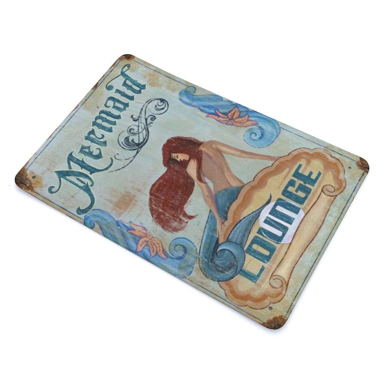 Targa in metallo vintage con scritta Mermaid Be A Mermaid And Make Waves, 20,3 x 30,5 cm