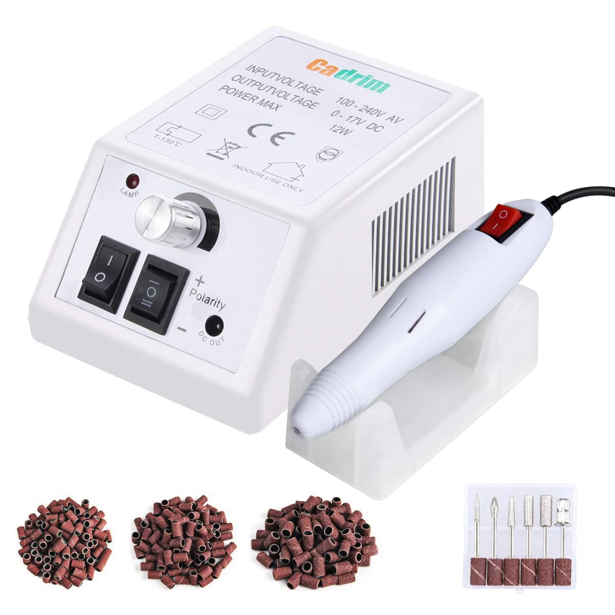 Electric Nail Drill, Adjustable Nail File Machine Set with Sanding bands for Manicure Pedicure Acrylic Nails Gel Glazing Nail Art Polisher