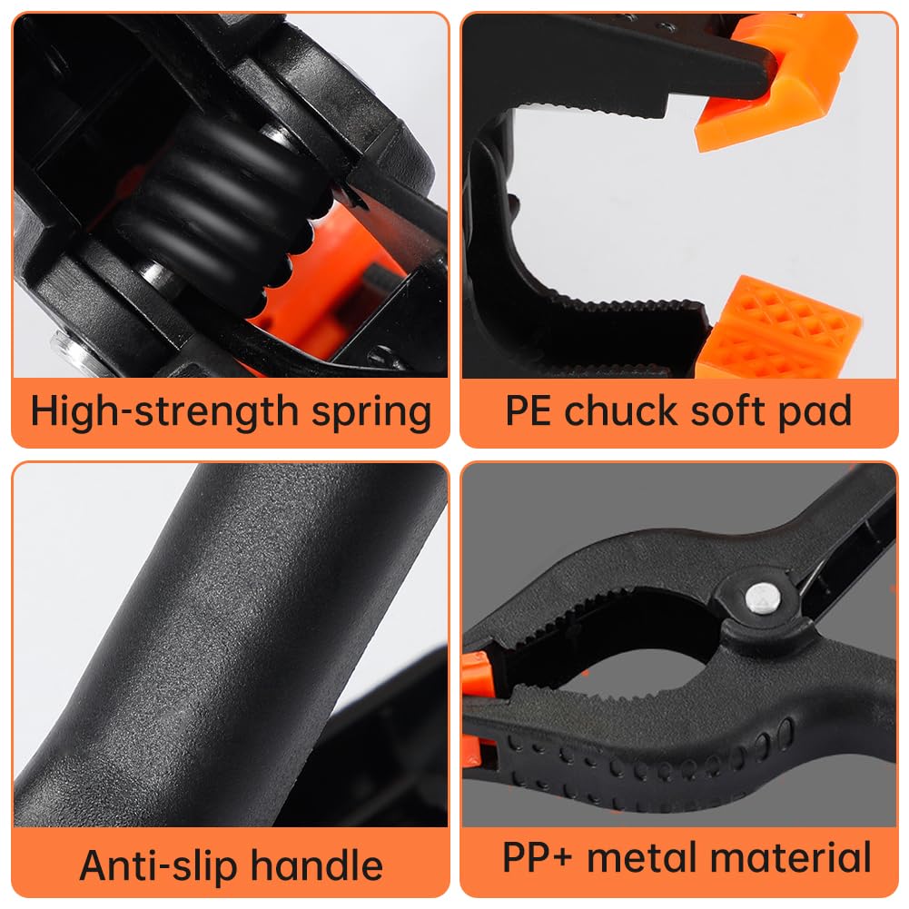 12 Pcs Plastic Spring Clamps, 2 Inch and 3 Inch Heavy Duty Quick Grip Clip Clamps, Strong Background Cloth Clip - Image 3